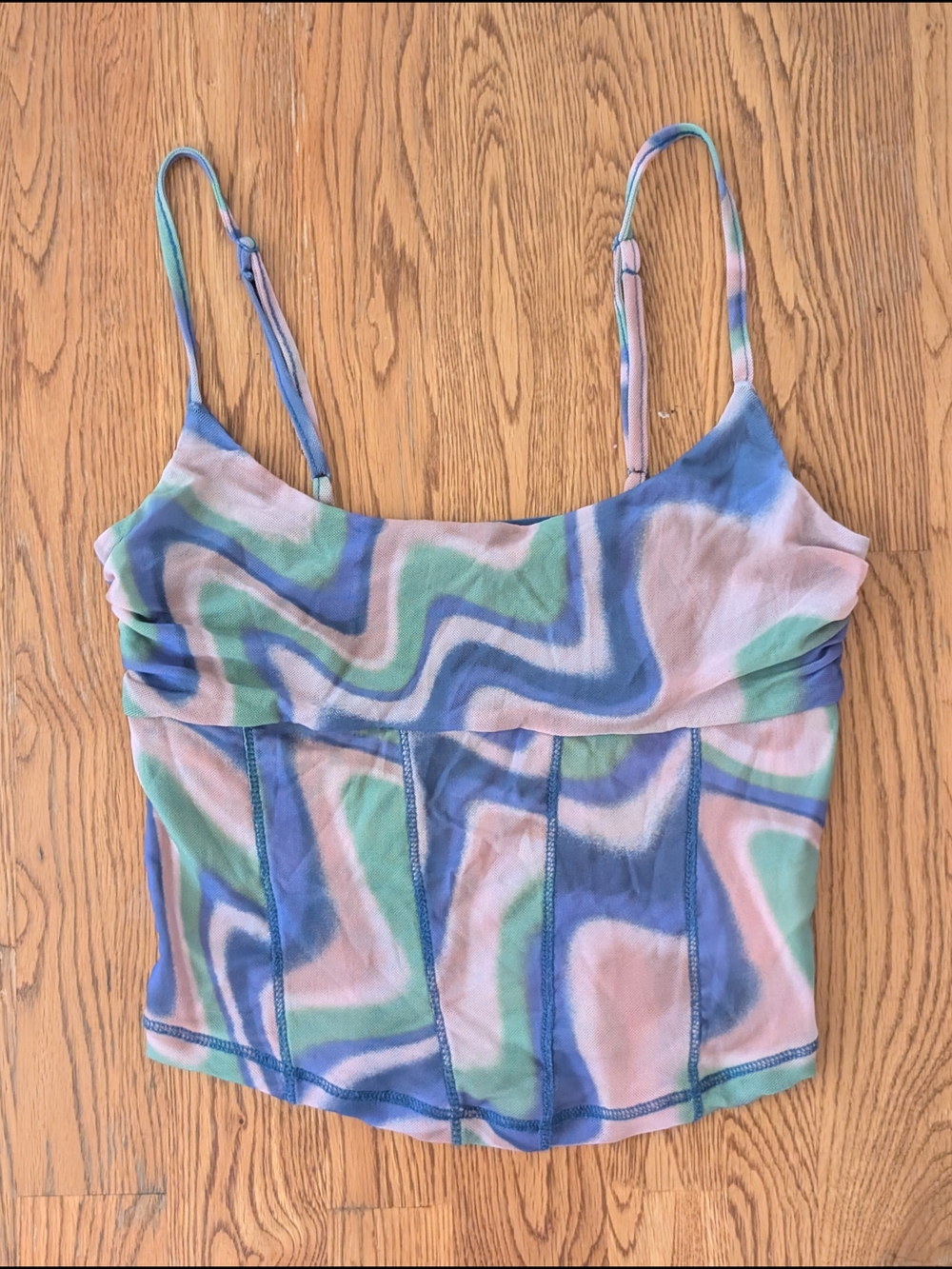 Urban Outfitters Swirl Pattern Mesh Corset Style Cropped Tank Top
